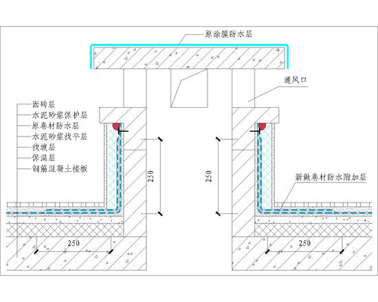屋面通风道周边渗漏水